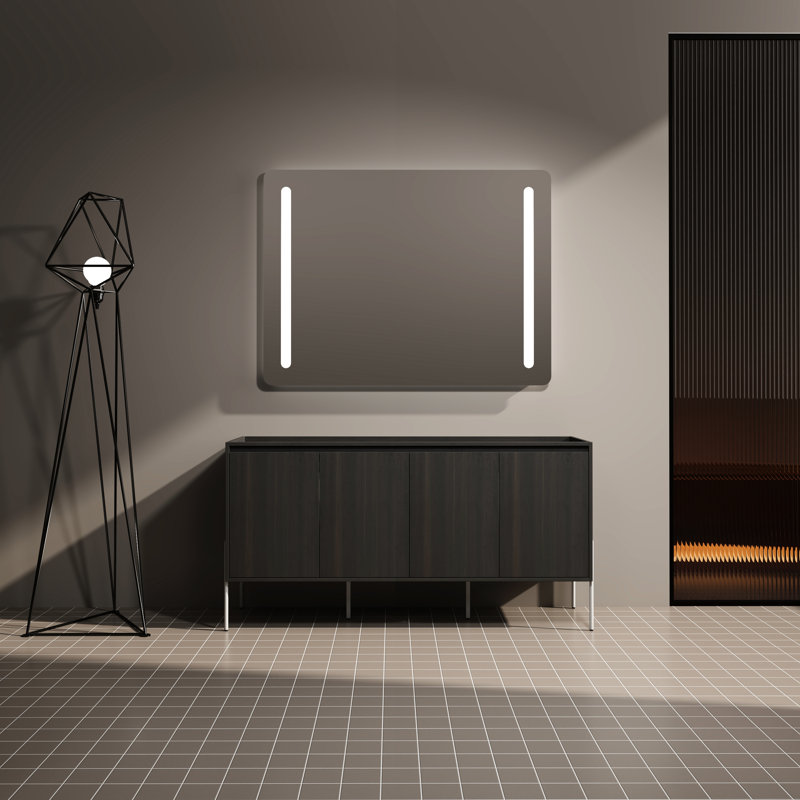 Meuble-lavabo moderne en chêne foncé - espace de rangement spacieux et design de 60 po