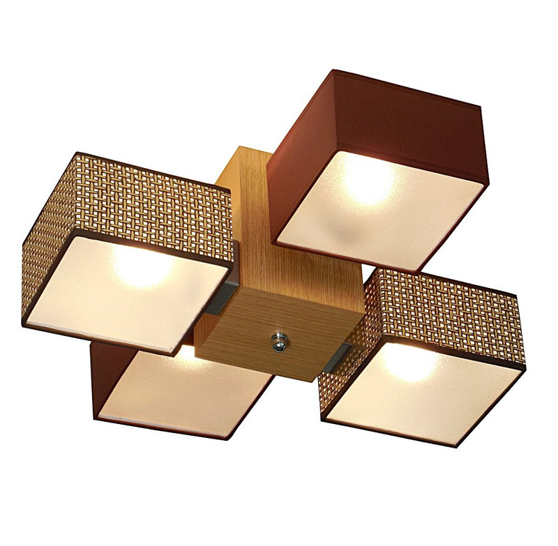 Miranda Semi Flush Mount, Teak, Gold/Light brown