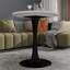Table de salle à manger ronde d'aspect marbre avec base piédestal noire classique, 27,6 pouces, sièges 2 à 4, plateau blanc, style minimaliste moderne