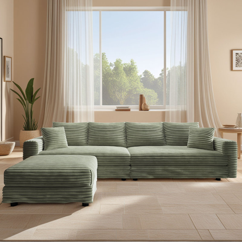 Canapé modulaire Almonte, Velours côtelé vert