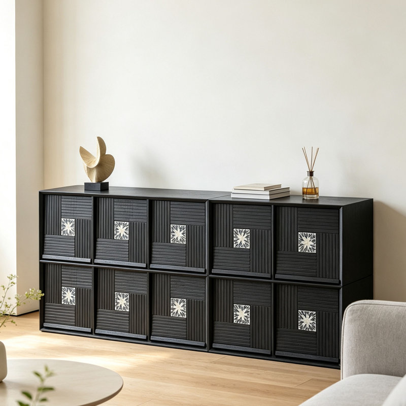 Bibliothèque à fixation au sol de style italien, H 32,28 po x l 74,01 po x P 15,75 po