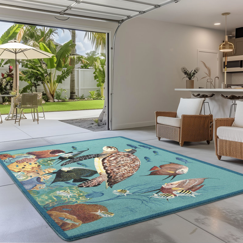 Guy Harvey Sponge Garden Area Rug, Rectangle 7'8" x 10'9"
