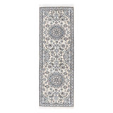 Ivory Fine Hand Knotted Persian Silk & wool Nain 2'X 6'6"