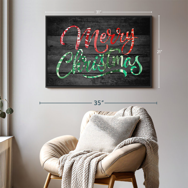 Impression sur toile «Merry Christmas», H 21 po x l 31 po