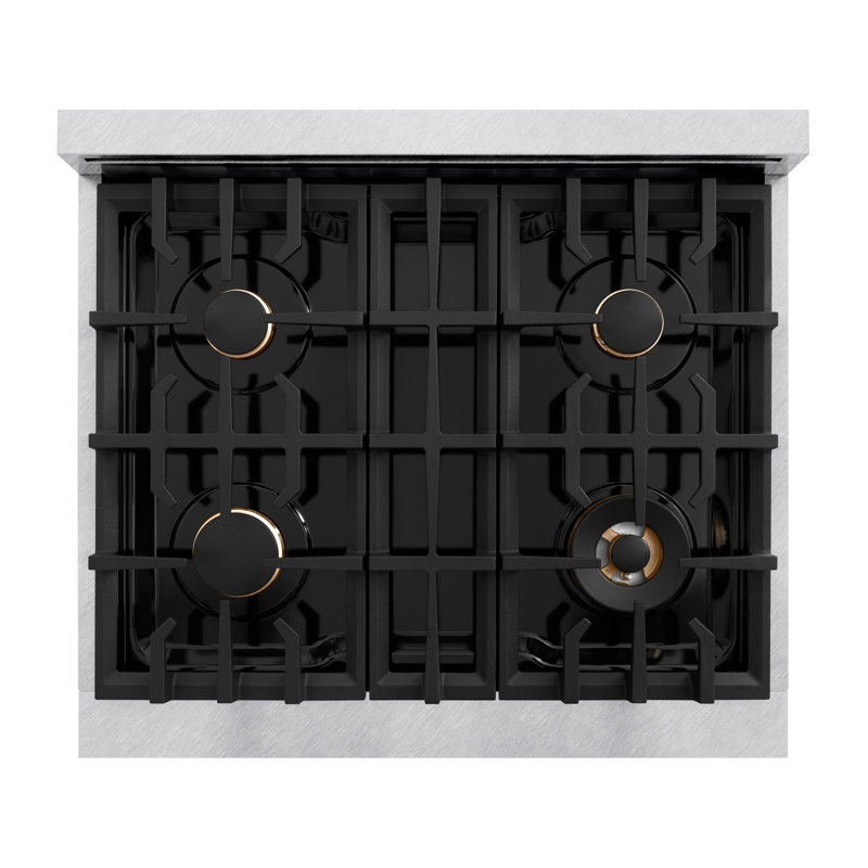 ZLINE Autograph 30" Classic DuraSnow Gas Range w/ White Door & Gold Accents, Gold