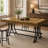 63" Bar Pub Table, Counter Height Kitchen Dining Table with Metal Footrest
