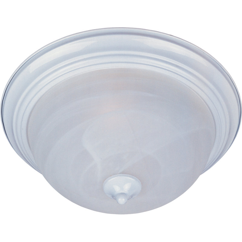 Plafonnier encastré simple en forme de bol à 1 lumière Atterbury, Marbre / blanc, H 6 po x l 11,5 po