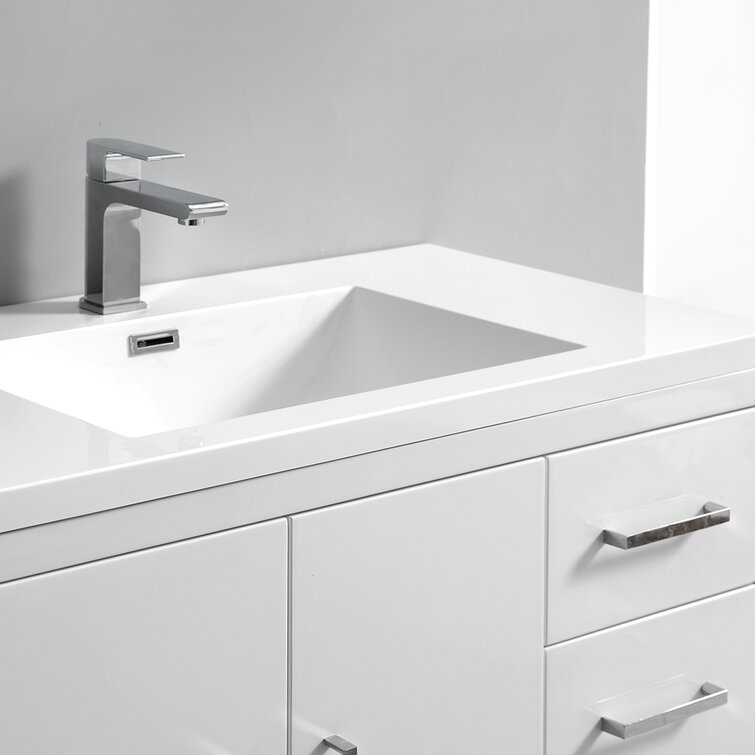 36 Single Bathroom Vanity Set with Ceramic Sink Ebern Designs Base Finish: White