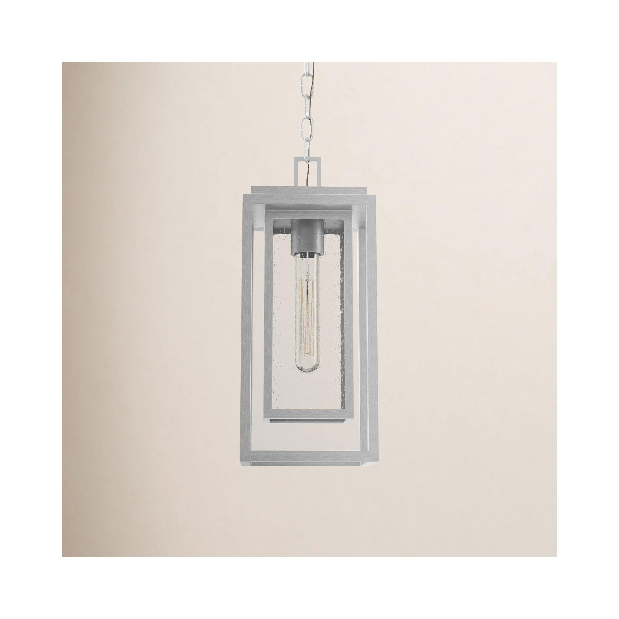 Natalina Outdoor Hanging Lantern, Satin Nickel