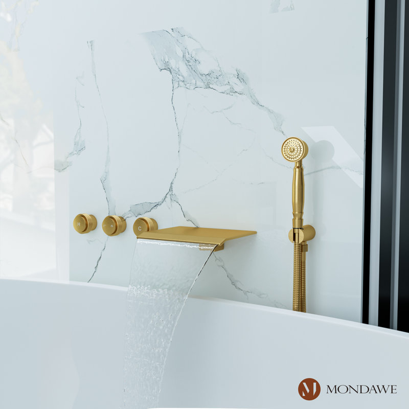 Calliope Wall Waterfall Faucet with Diverter, Brushed Gold