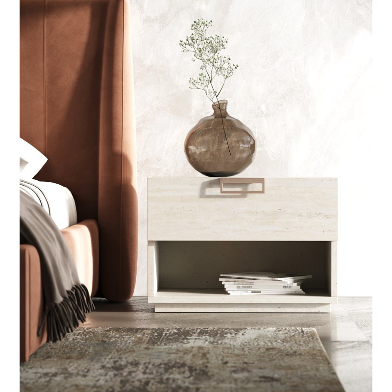 Lamod Italia Lago - Table de chevet moderne en faux travertin