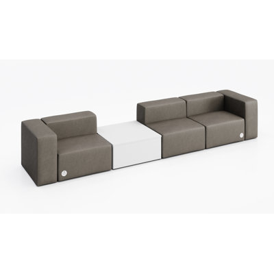 3 Person Sofa With Occassional Table-Vinyl, With Power Outlet