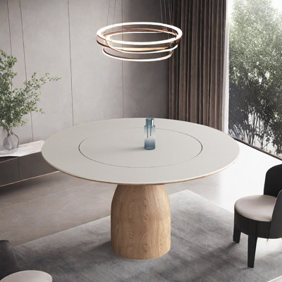 Issaias Round Solid Wood Base Dining Table