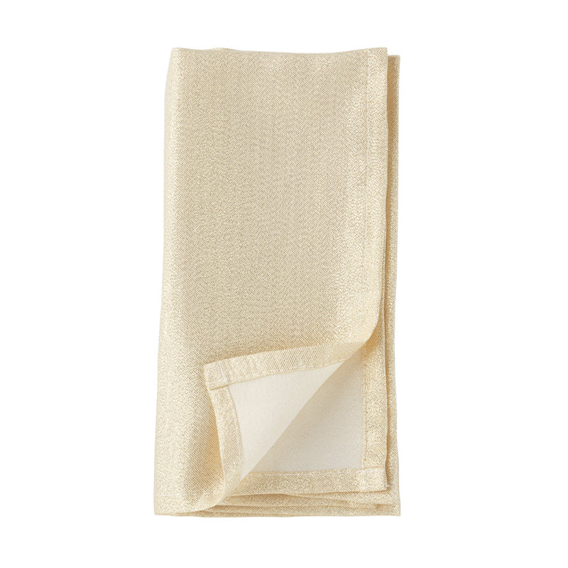 Gold Festive Printed Snowflake & Ribbon Semi-Sheer Cloth Napkins 18" W X 18" L, Set Of 4