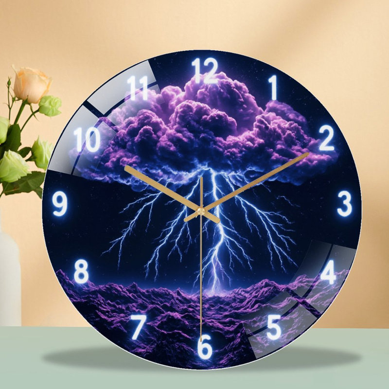 Horloge murale mauve en verre 12 po