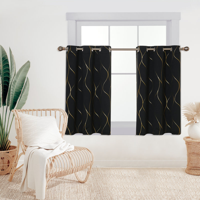 Boulus Room Darkening Curtain Panel Pair, 52" W x 108" L, Black