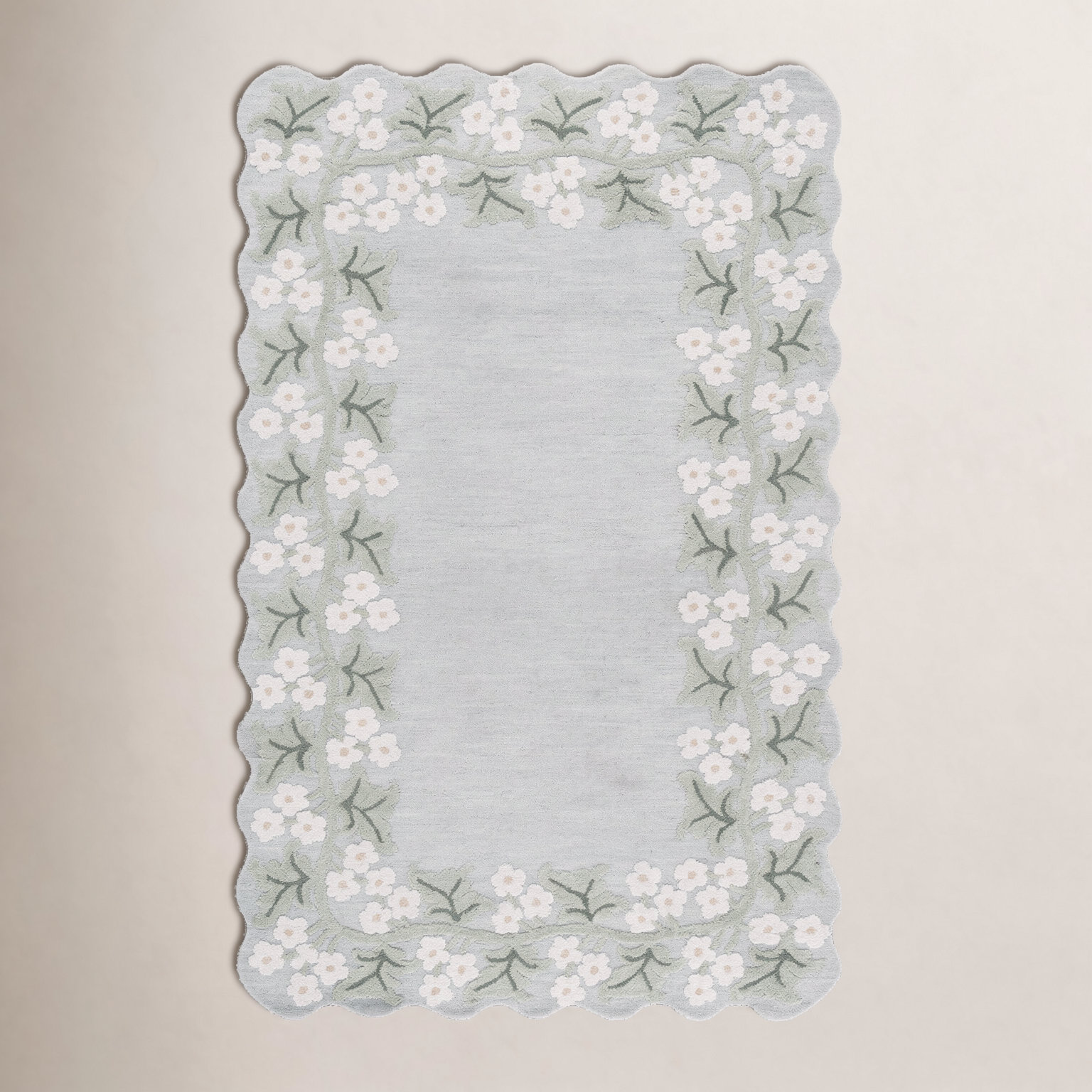 Hand-Tufted Wool Floral Rug, Rectangle 5' x 8'
