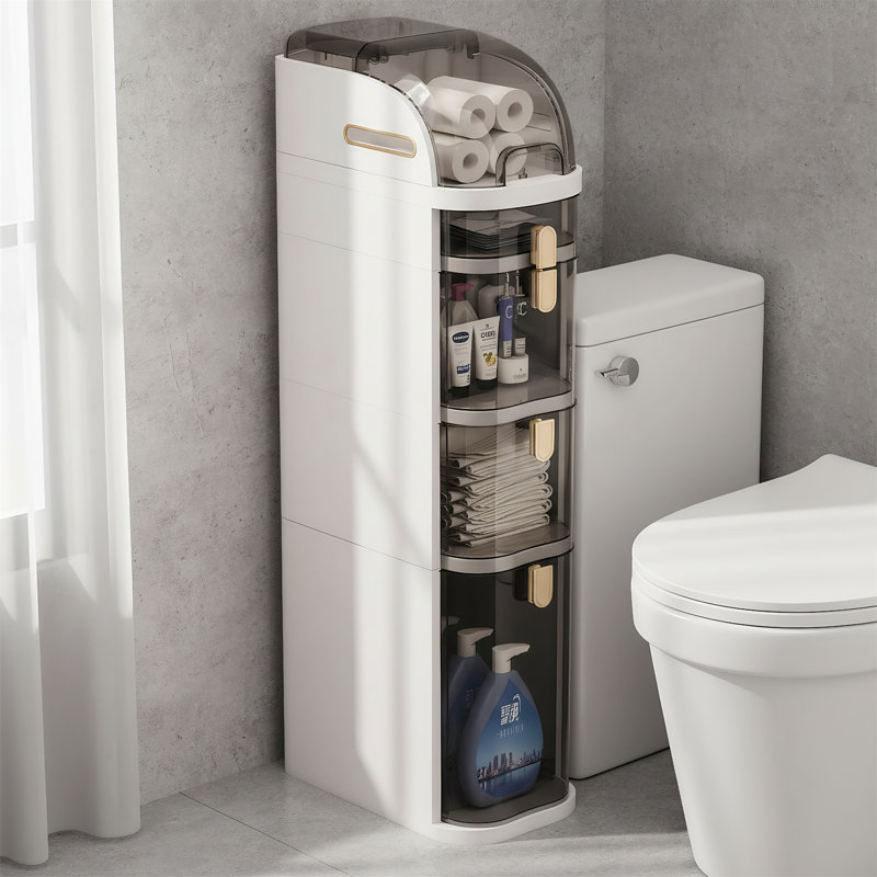 Armoire de rangement à cinq niveaux pour salle de bain mince, portable et ne nécessite aucune installation.