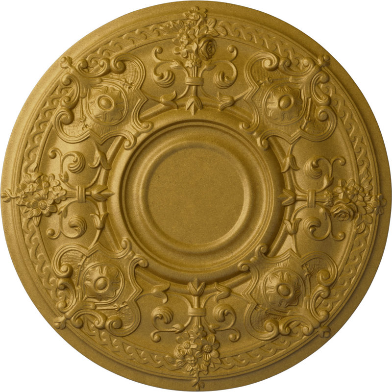 Endurathane Oslo Ceiling Medallion, 28 1/8"OD x 1 3/4"P (Fits Canopies up to 10 1/2"), Hand-Painted Pharaohs Gold Finish