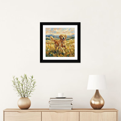 Happy Golden Retriever - reproduction d'art murale - toile encadrée