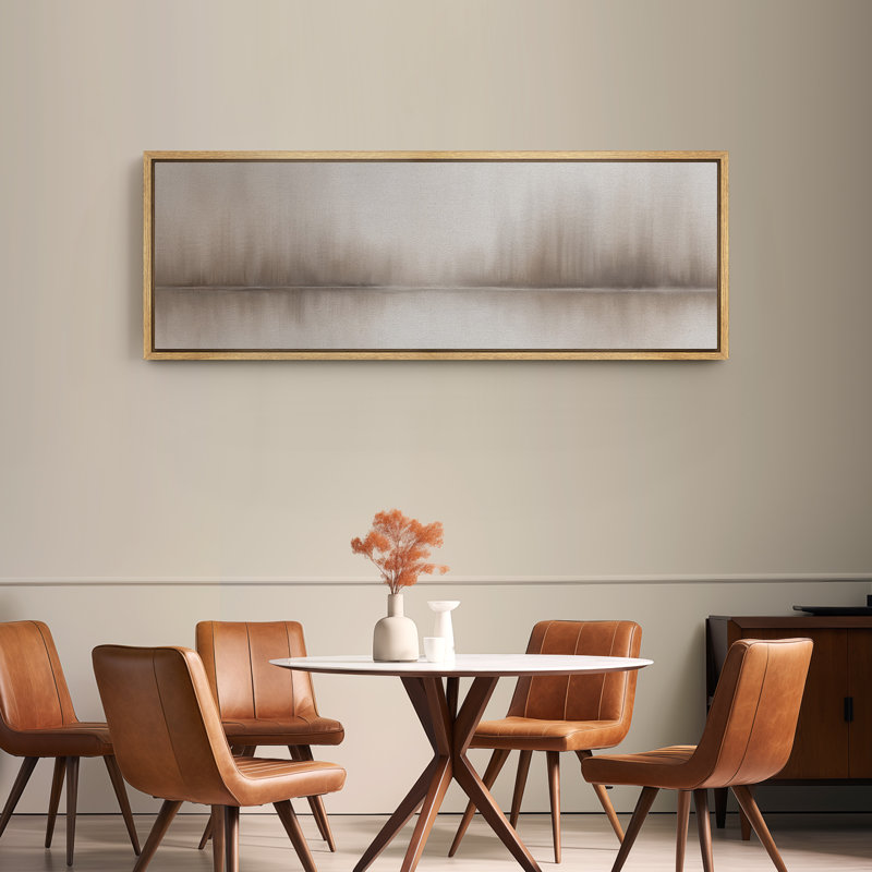 «Neutral Reflections Abstract», impression sur toile encadrée - décor minimaliste moderne, H 20 po x l 60 po, Naturel