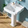 23" W x 19" D Pedestal Bathroom Sink Rectangular Vitreous China with 3 Faucet Hole and Overflow