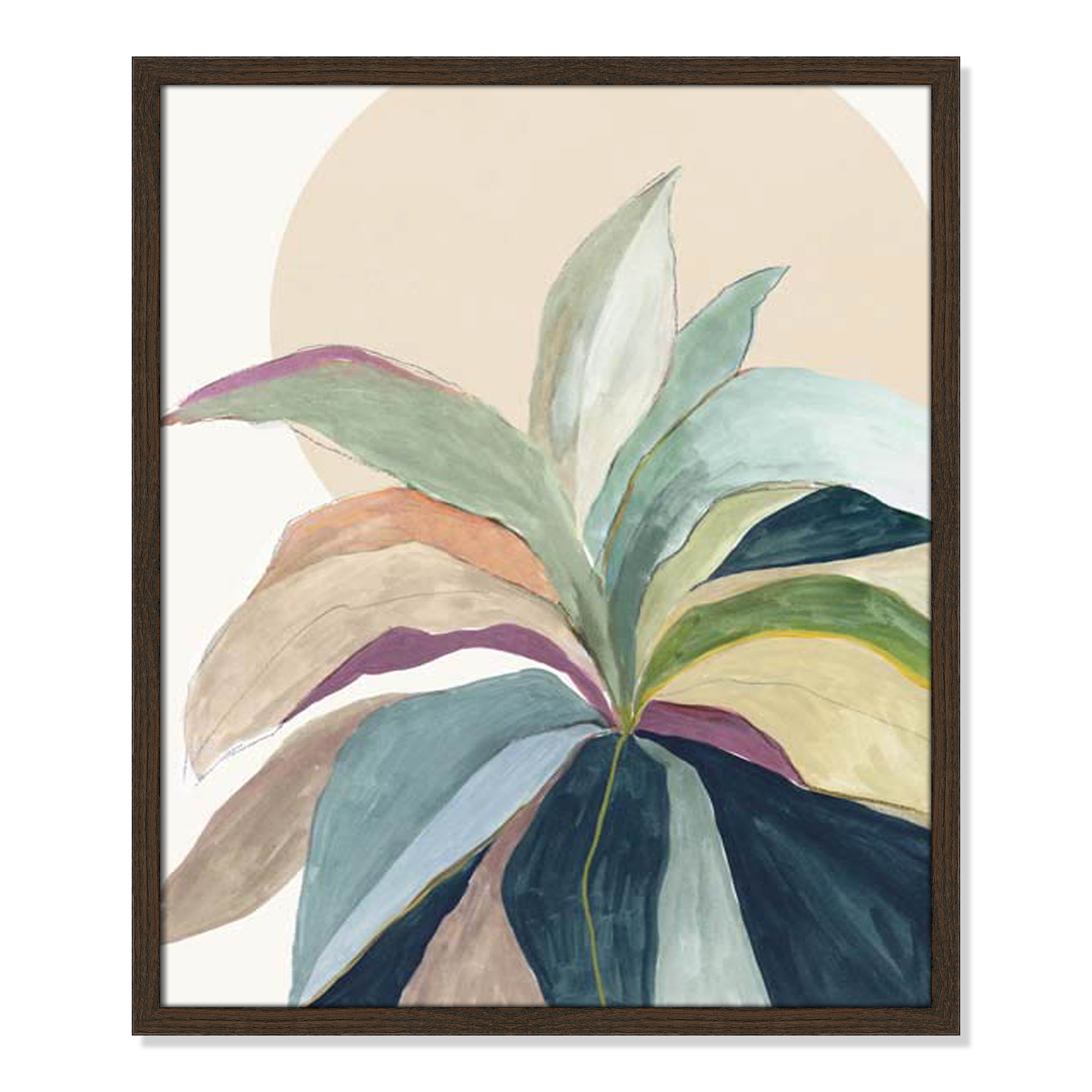 Sunny Bright Leaves II by Asia Jensen, 25.5" H x 21.5" W x 0.75" D, Walnut Slim Unmatted Picture Framed