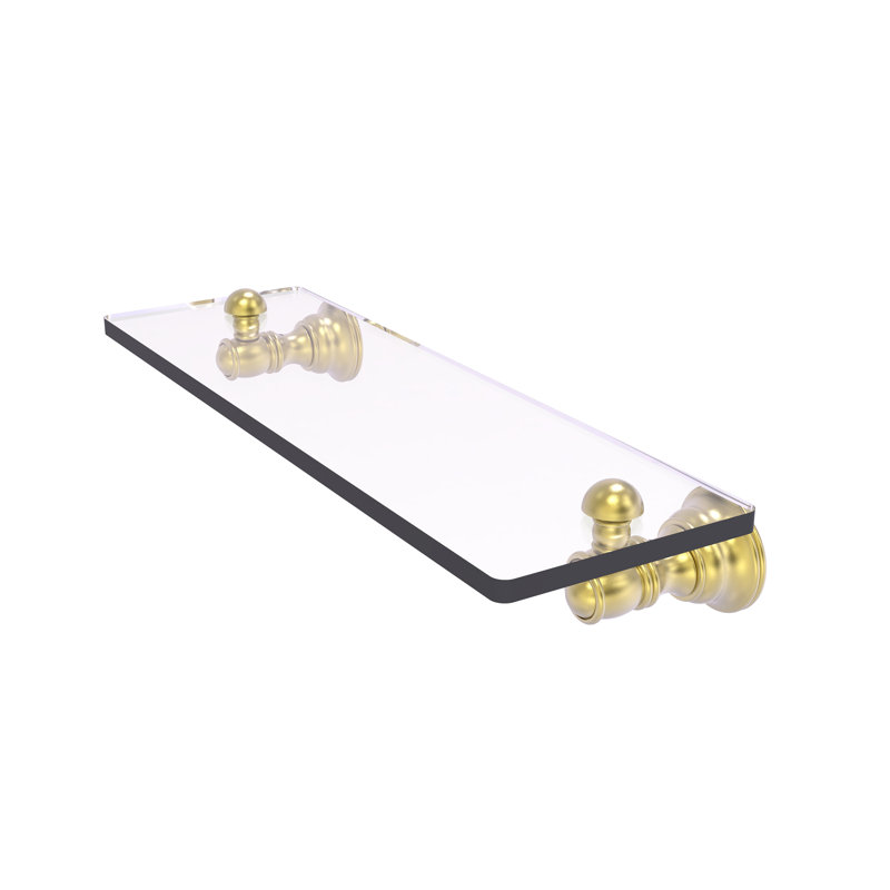 Freyja Glass Accent Shelf with Towel Bar, Satin Brass, 2.4" H x 16" W x 5.54" D