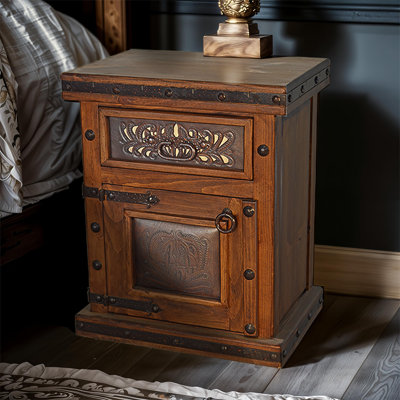 Sierra Artisan Hand-Tooled Leather Door Nightstand