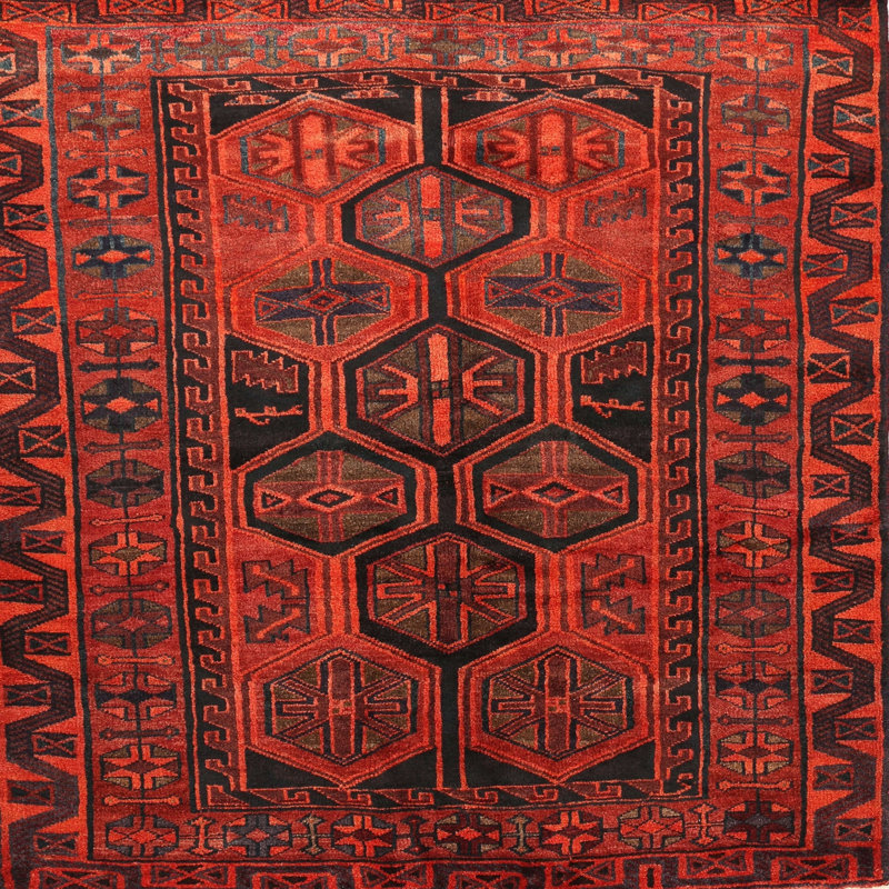 Tapis sud-ouest Mehroon / noir / crème, Carré 4 pi