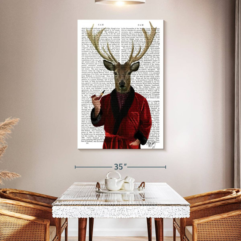 Cerf dans un manteau de fumée Brampt, H 51 po x l 34 po