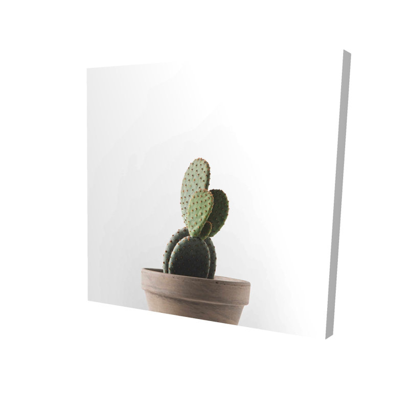 Toile de cactus en pot | Décoration murale exotique botanique pour chambre à coucher, H 24 po x l 24 po