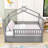 Wooden House Bed With Safety Guardrails And Twin Trundle-1324282052-1324282056