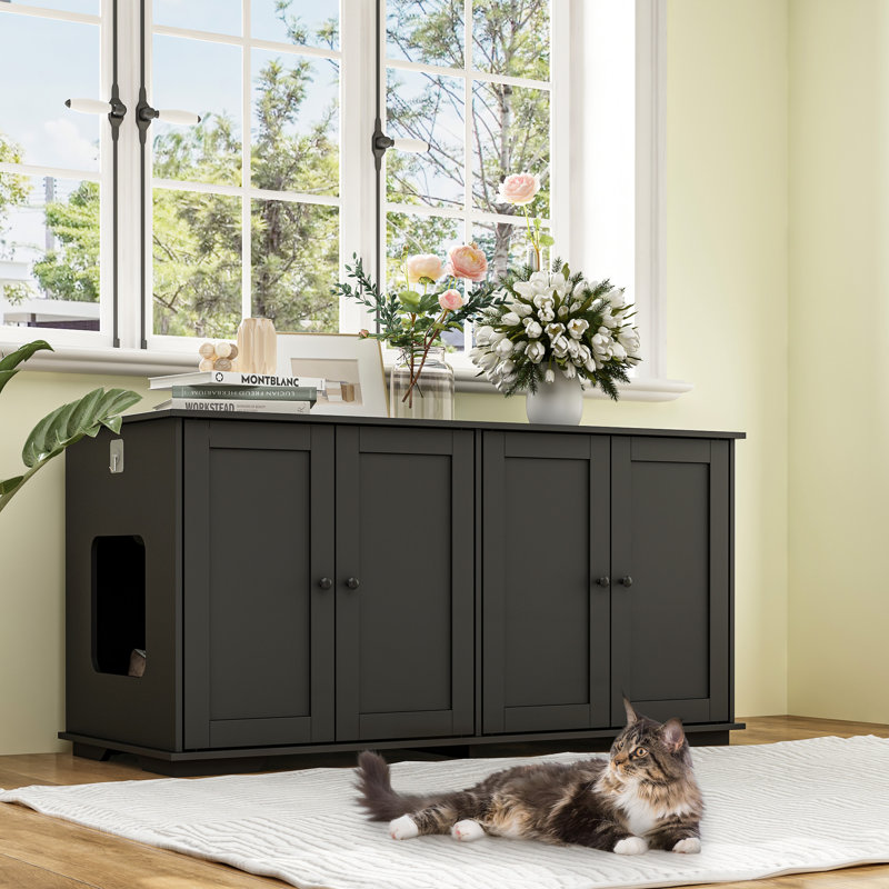 Enceinte de bac à litière pour chat, Noir