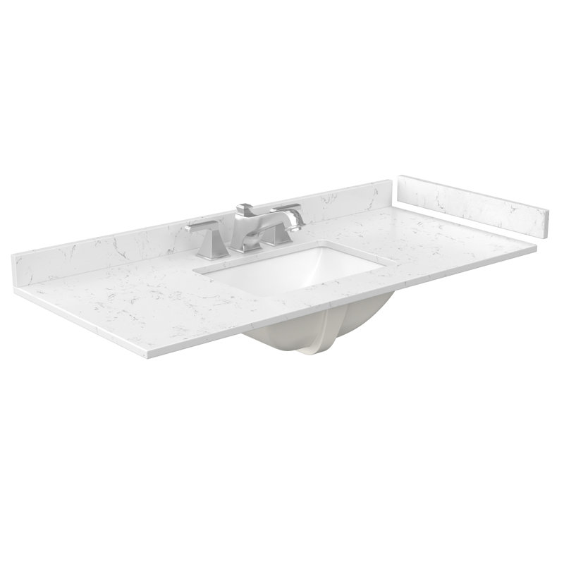 Strada 48" Freestanding Single Bathroom Vanity with Cultured Marble Top, White, Matte Black