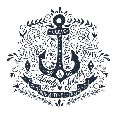 «Hemlata Anchor And Lettrage», impression sur toile tendue