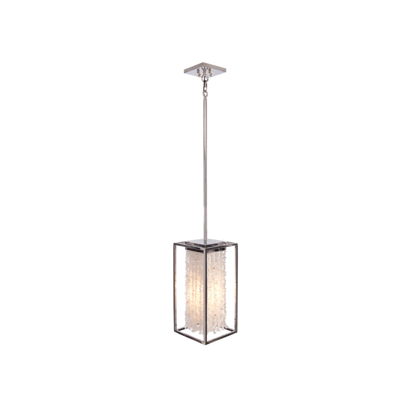 Luminaire suspendu géométrique unique à 1 lumière Atiyanna, Nickel poli