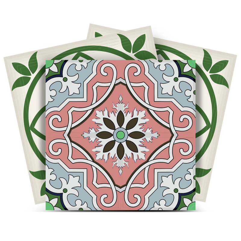 Carreaux amovibles 12 po x 12 po à motif mosaïque vert et taupe