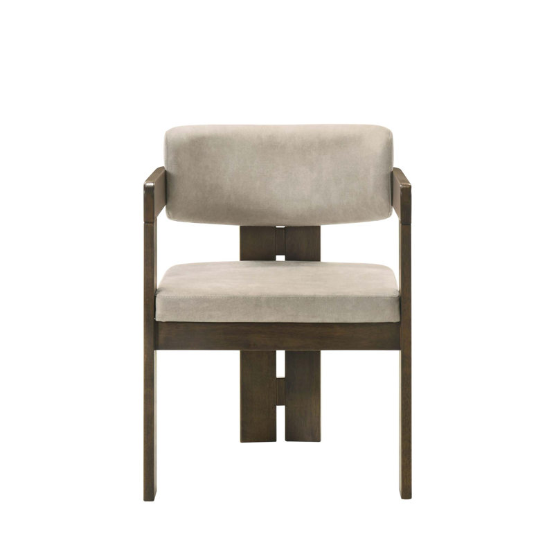 Chaise d'appoint en microfibre polie et finition noyer gris clair