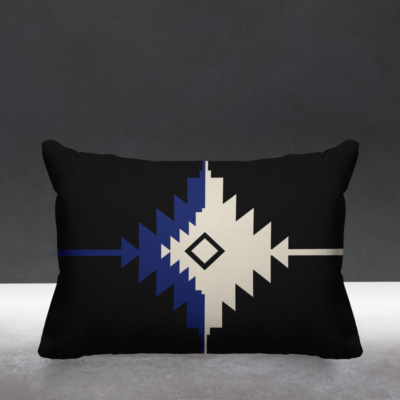 Coussin décoratif intérieur / extérieur Askii Southwestern, Bleu marine