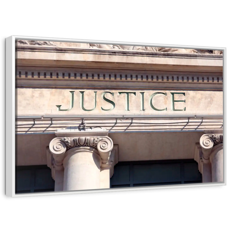 Enseigne de cour de justice, Cadre flottant blanc, 37 po x 25 po
