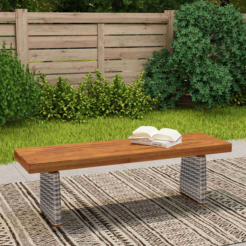 Banc de patio en bois d'acacia, Gris / teck