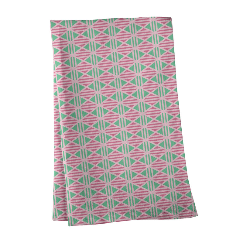Serviette de thé à losanges doublés Mcguigan, Sergé de coton, Rose / menthe