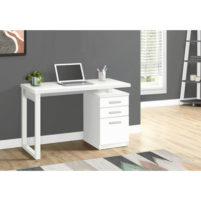 Computer Desk, Home Office, Laptop, Left, Right Set-Up, Storage Drawers, 48"L, Work, White Laminate, Contemporary, Modern