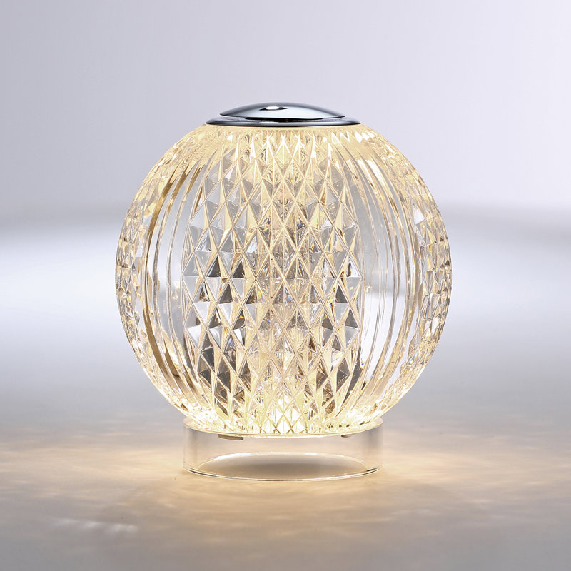 Marni LED Table Lamp, Clear/Polished Nickel, Polished Nickel, 5" H x 4.38" W x 4.38" D