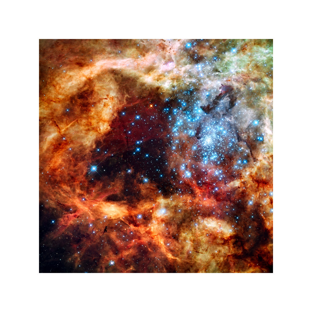 R136 Star Cluster (Hubble Space Telescope) - Floater Frame Print on Canvas