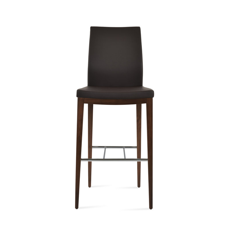 Tabouret de bar 29 po Pasha, Noyer, Similicuir PPM - brun