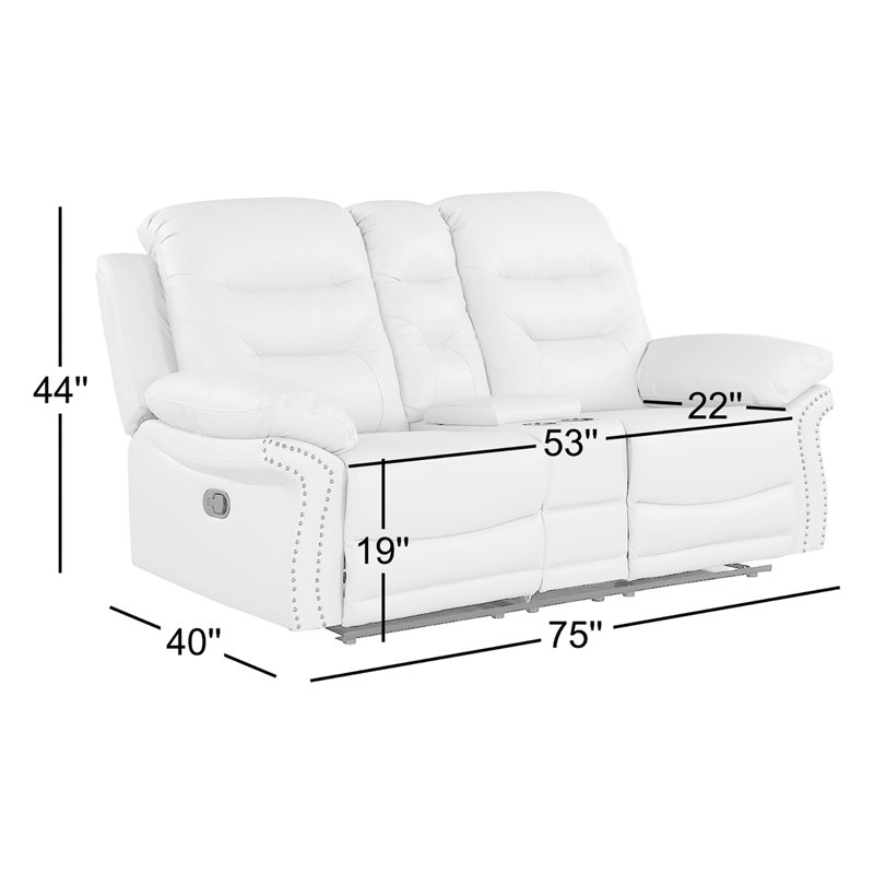 Ullery 75'' Faux Leather Reclining Loveseat, Beige Faux Leather