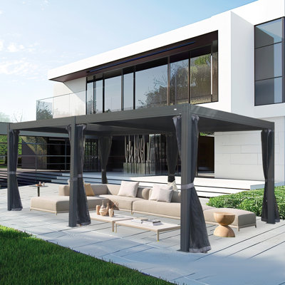Serre à persiennes Domi L 12 pi. D Pavillon de jardin en aluminium à persiennes 20 pi L 12 pi. D