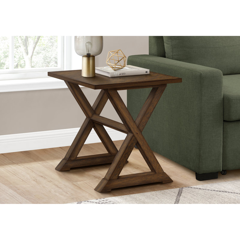 Table d'appoint carrée pour chambre à coucher / salon, table de chevet spacieuse en placage brun transitionnel, table transitionnelle facile à assembler